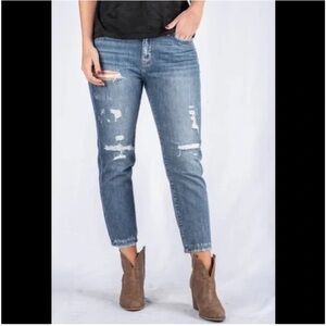 Flying Monkey Y2159 Distressed Rigid Boyfriend Jeans Raw Hem Size 26